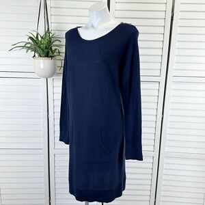 Lilly‎ Pulitzer Jupiter Knit Sweater Dress True Navy Blue Kangaroo Pocket Size M